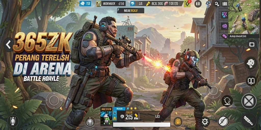 Screenshot gameplay 365ZK dengan pertempuran intens di medan perang.