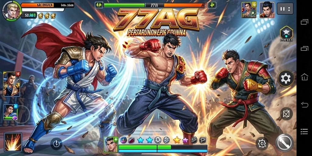 Gameplay seru dari 77AG dengan pertarungan yang menantang.