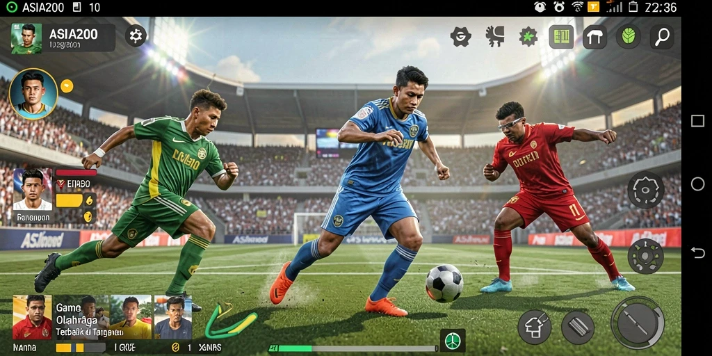 Screenshot gameplay ASIA200 yang menampilkan aksi seru dalam pertandingan olahraga.