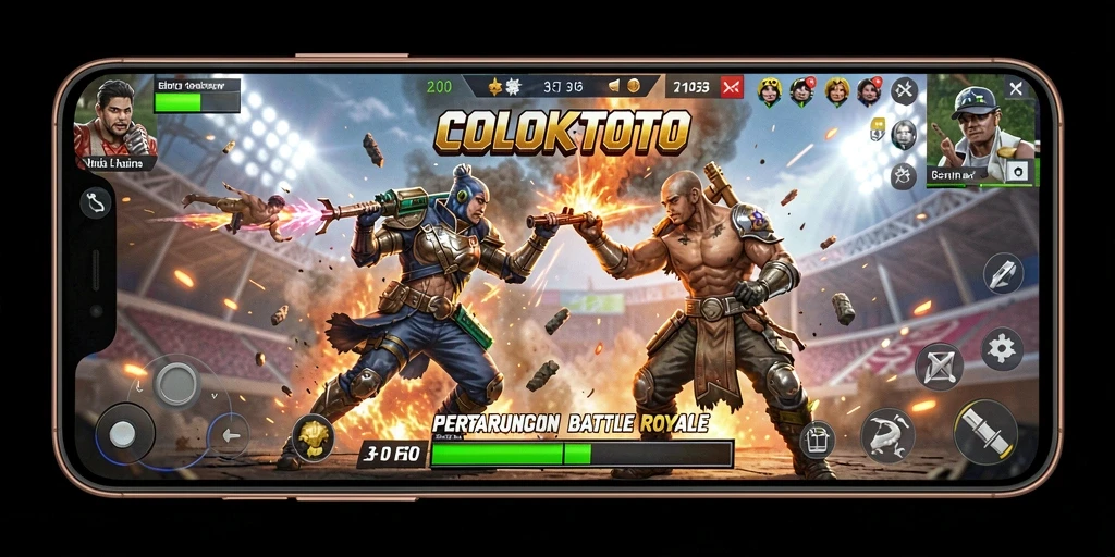 Screenshot utama COLOKTOTO menampilkan gameplay Battle Royale yang intens.
