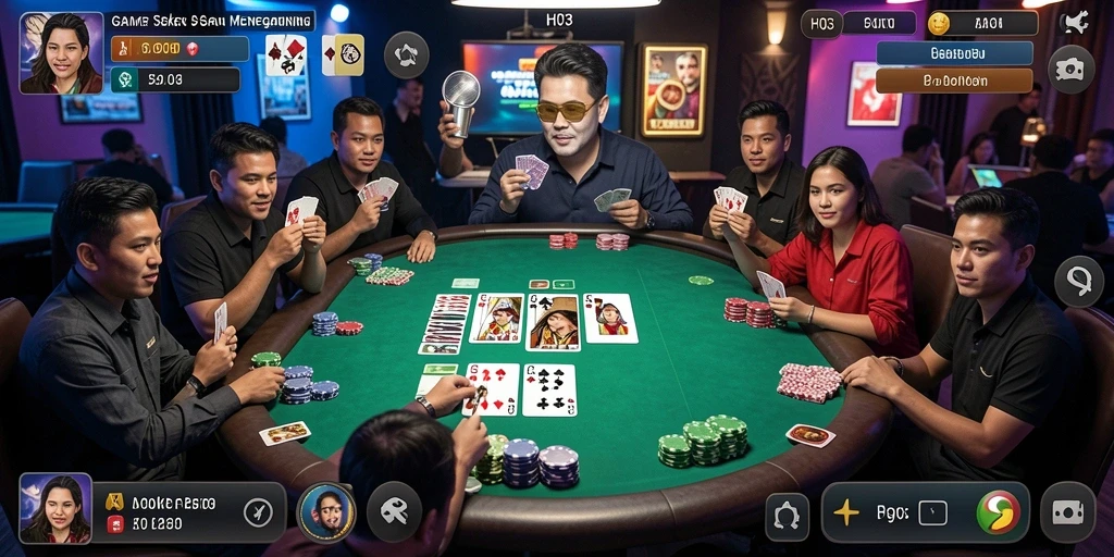 Tampilan gameplay H03 yang intens dan seru dalam permainan Poker.