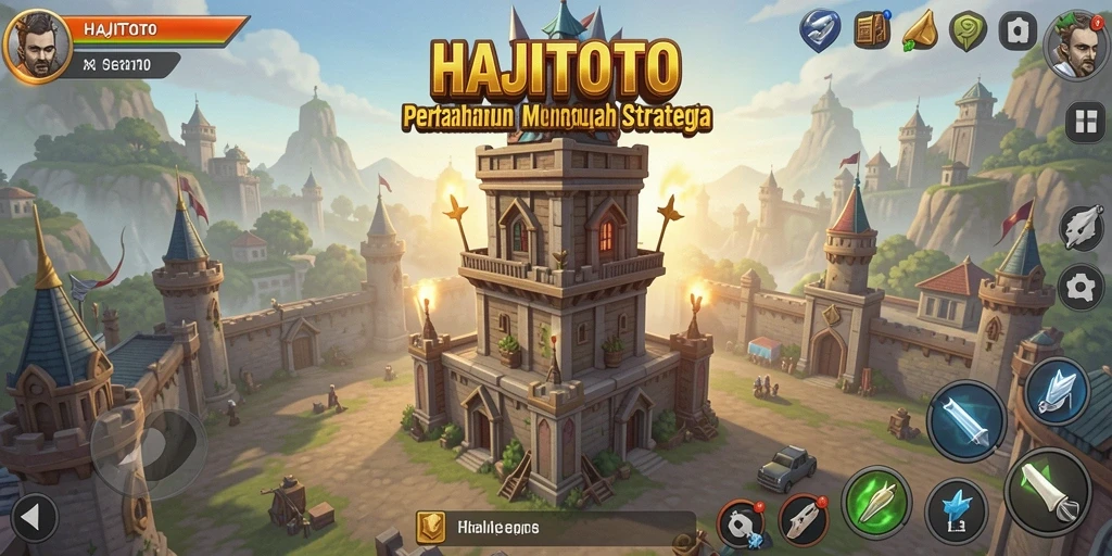 Tampilan menara strategis melawan musuh dalam HAJITOTO.