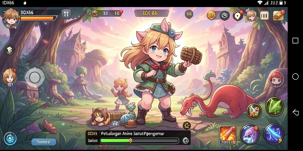 Tampilan gameplay IDX66 dengan karakter anime menawan.