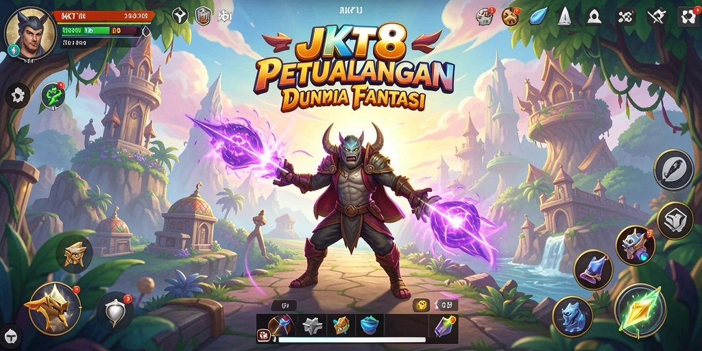 Screenshot utama JKT8 memperlihatkan aksinya yang mendebarkan dalam petualangan.