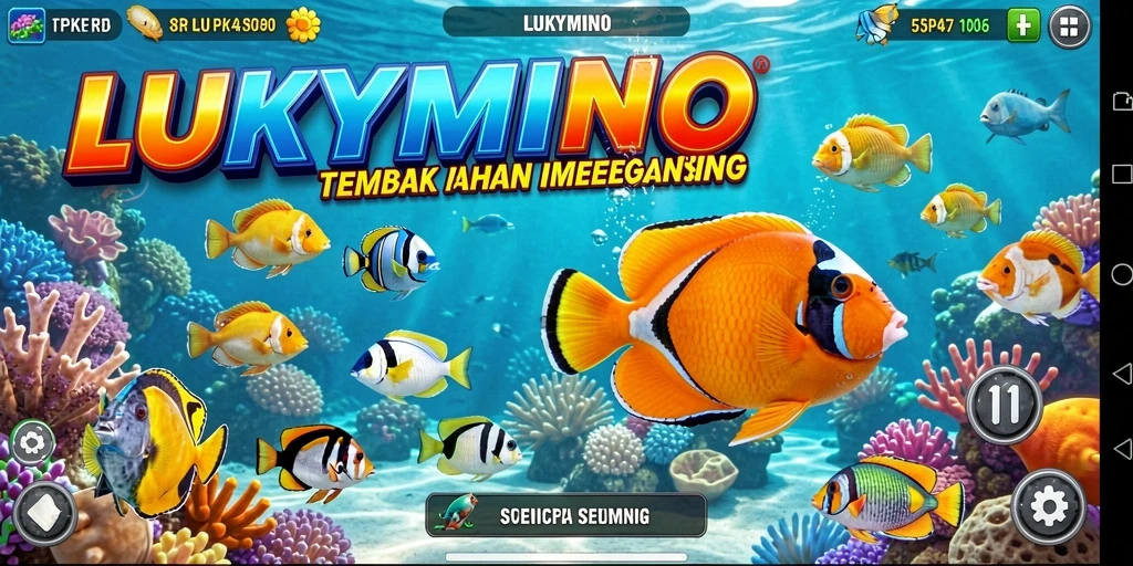 Tampilan gameplay LUKYMINO yang seru dan dinamis dalam aksi Tembak Ikan.
