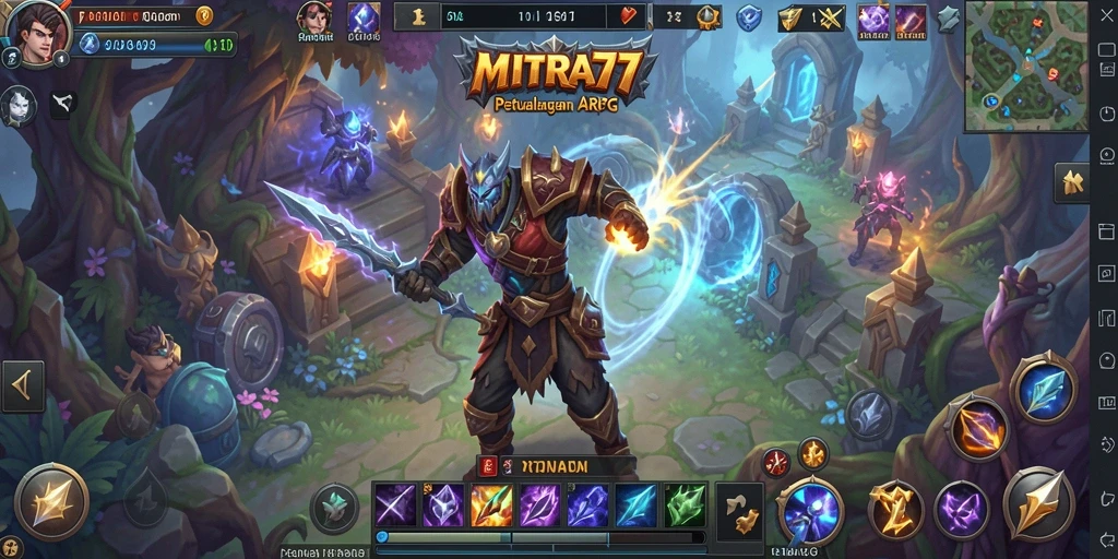 Screenshot gameplay arpg di MITRA77 dengan pertempuran seru.