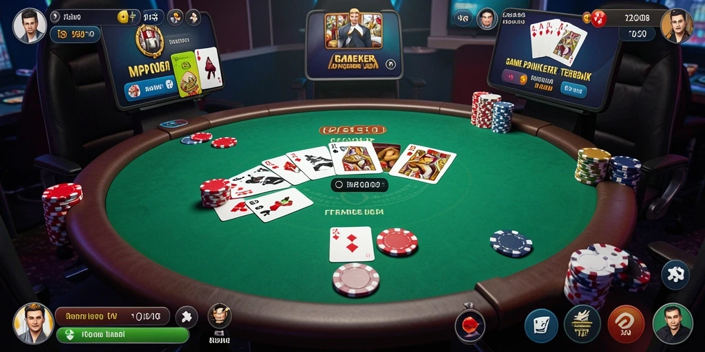 Tampilan gameplay menarik dari MPO08 yang menunjukkan suasana poker.