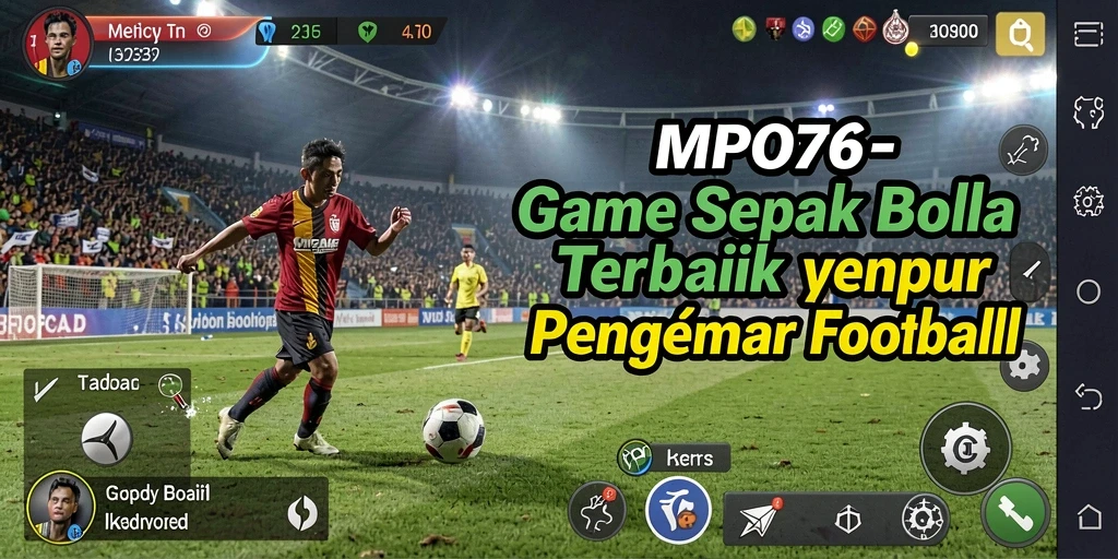 Screenshot MPO76 menampilkan aksi seru di lapangan sepak bola.