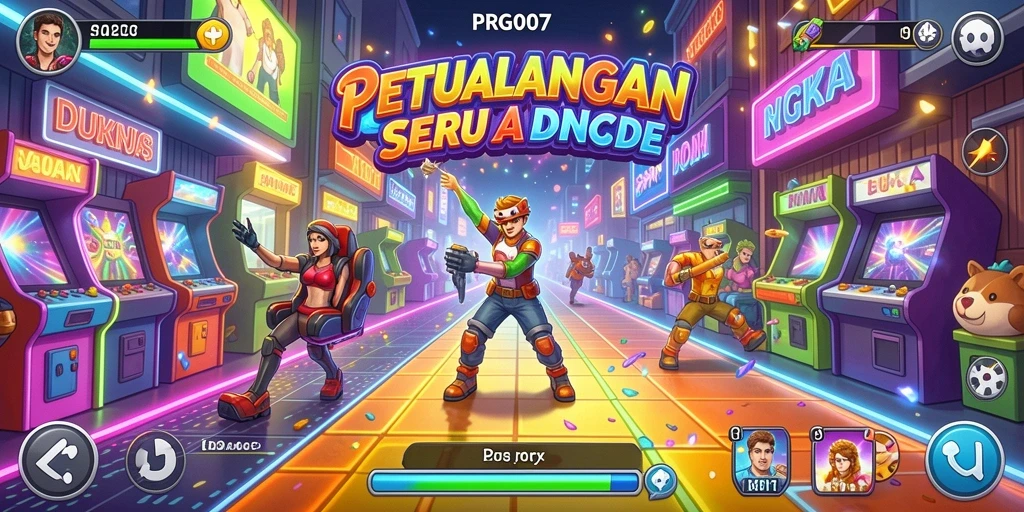Tampilan gameplay mendebarkan dari PRG007 di arena arcade.