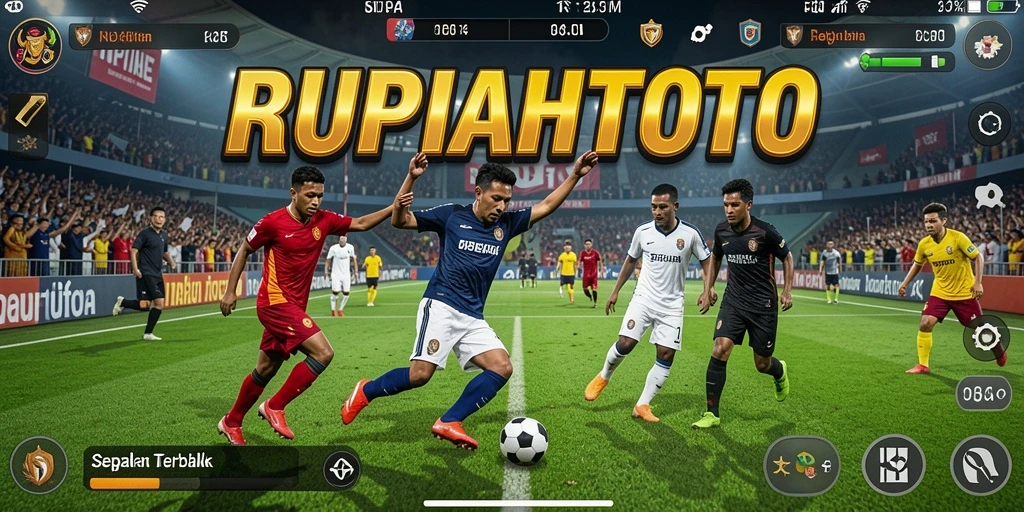 Tangkapan layar permainan RUPIAHTOTO menampilkan aksi sepak bola yang mendebarkan.