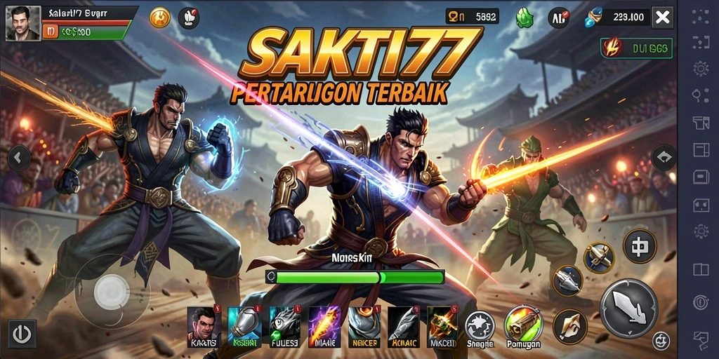 Screenshot utama SAKTI77 menampilkan aksi pertarungan mendebarkan.